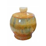 Multi Green Onyx Hand Carved Marble Trinket Pot (Small)